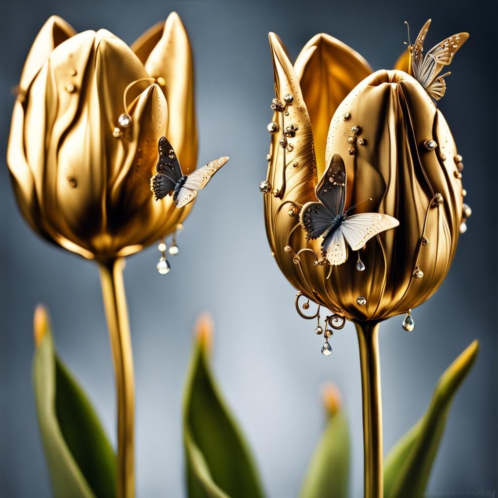 Gold tulips! - AI Generated Artwork - NightCafe Creator