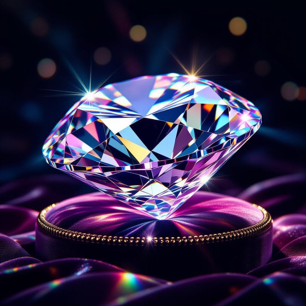 Colossal Diamond on Velvet Cushion