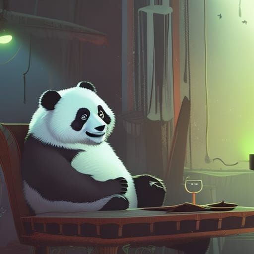 Panda Watching TV - AI Generated Artwork - NightCafe Creator