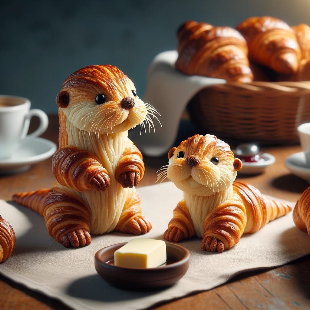 baby otter loves croissants
