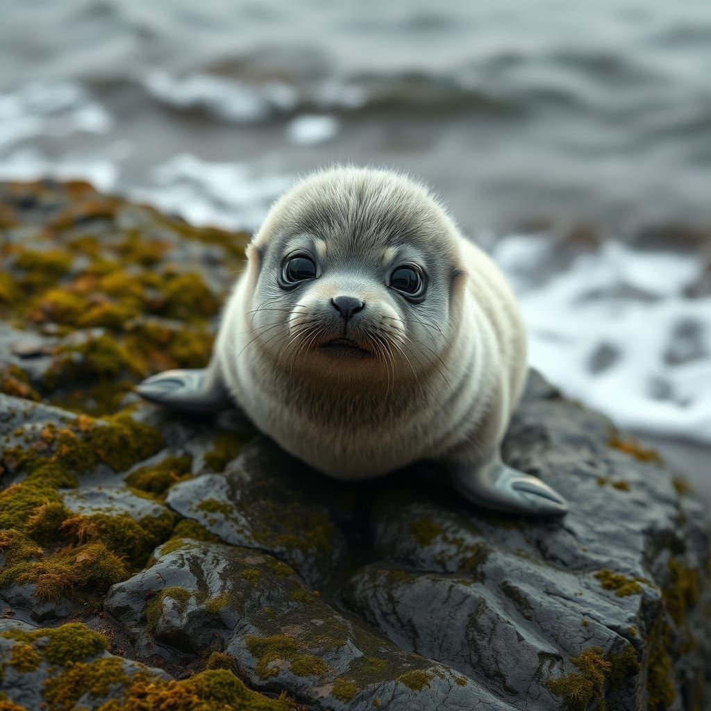 a baby seal coming onto dry land  by @Pseudonym
