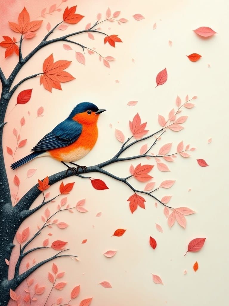 Bird in Spring <lora:PaperArt Seasons:1.0> 