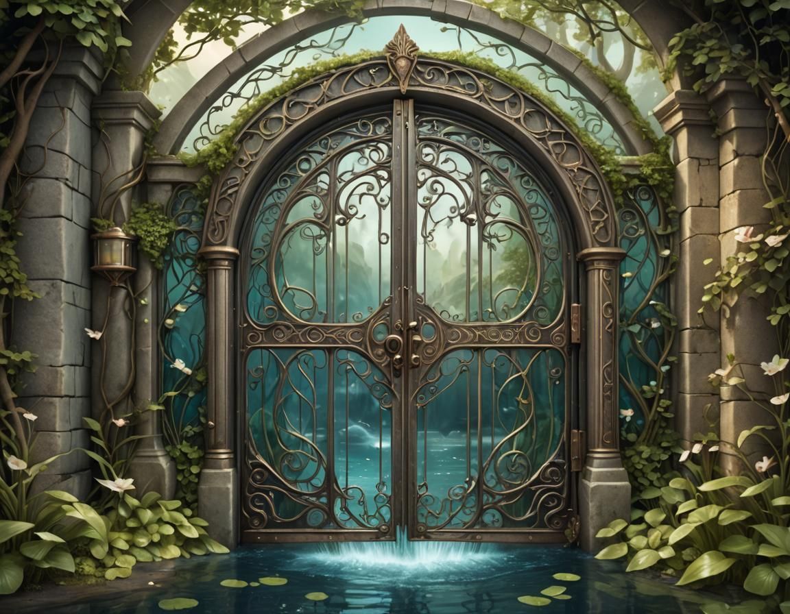 A fantasy themed images. Magic Water closed Gate