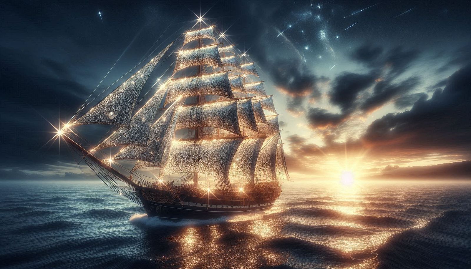 Diamond laced sailing ship