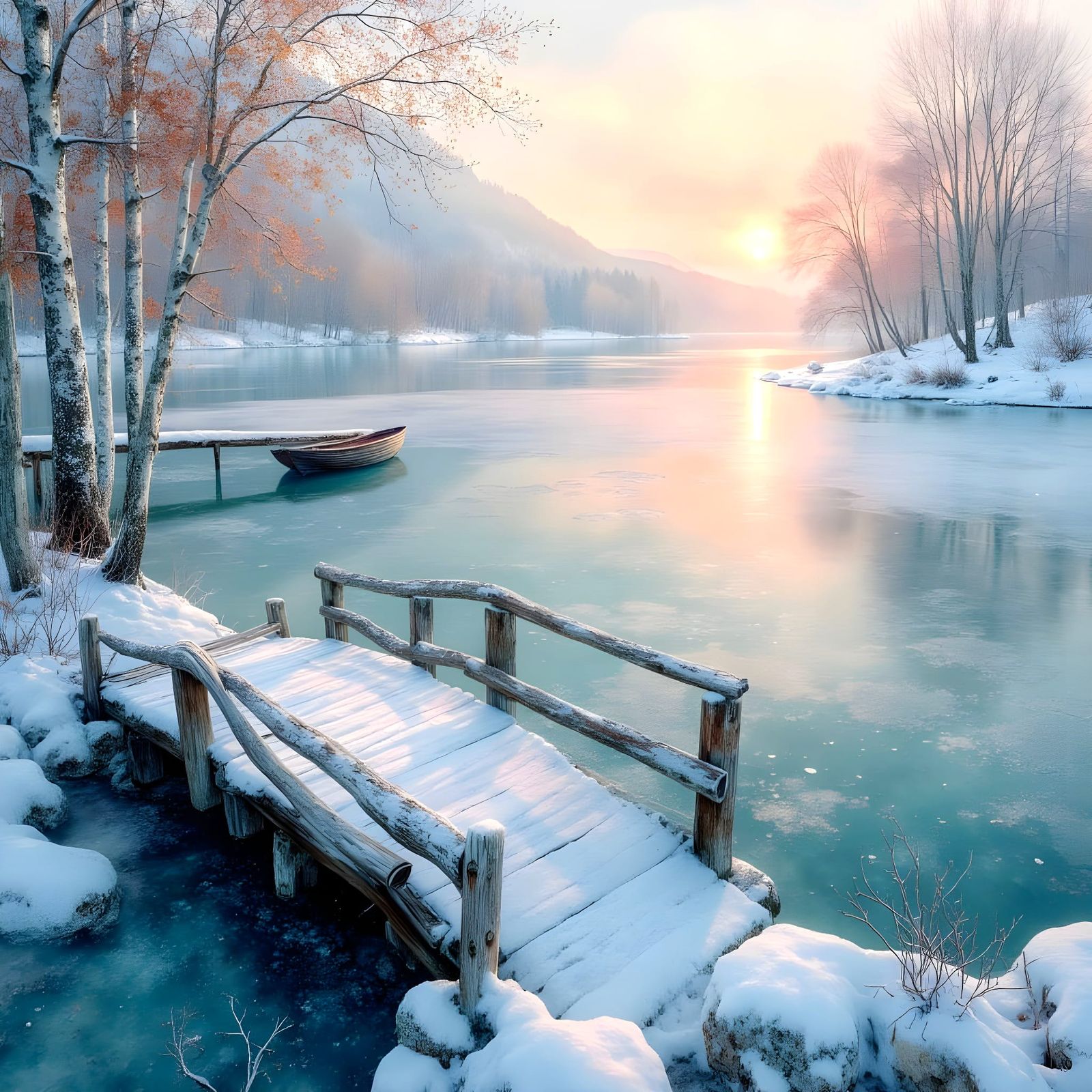 Frozen lake in early morning light  by @Rob Hartland