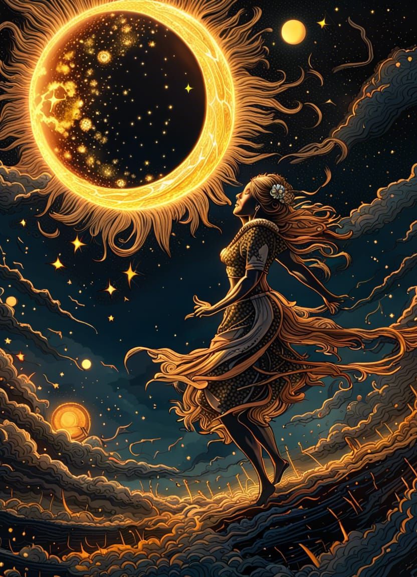 Sun dancing with Moon - AI Generated Artwork - NightCafe Creator