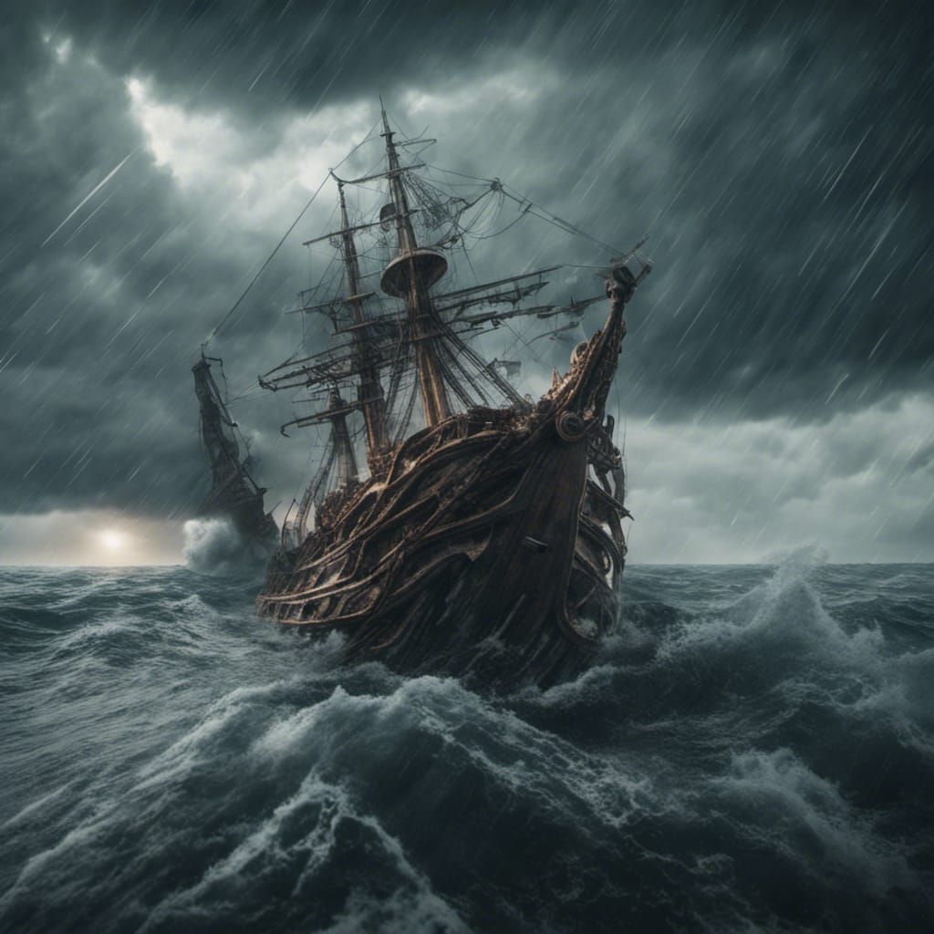 Ship in Storm - AI Generated Artwork - NightCafe Creator