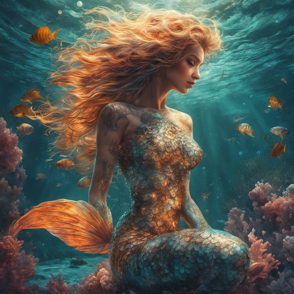 Beautiful Vibrant Mermaid  by @undefined