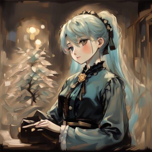 Mysterious Woman in Velvet Opulence