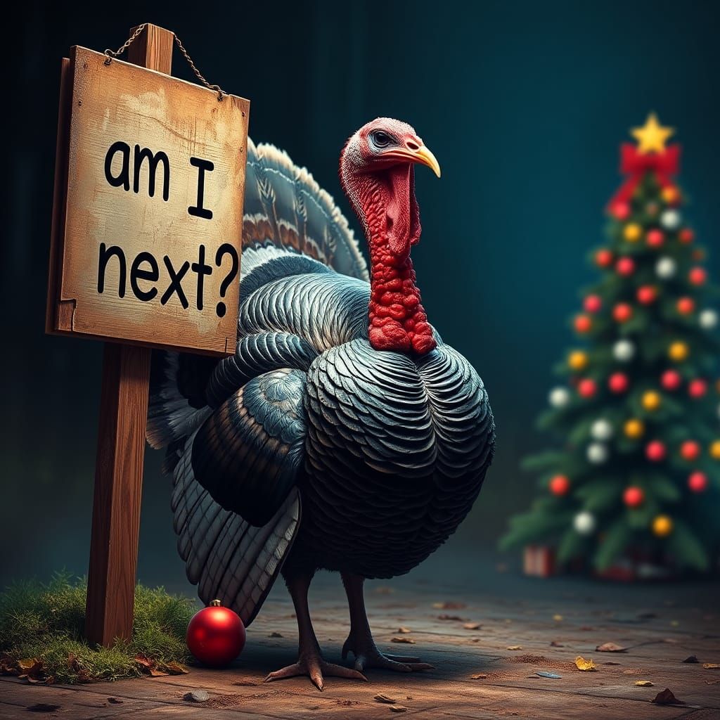 Hyperrealistic Turkey Contemplates Christmas Fate