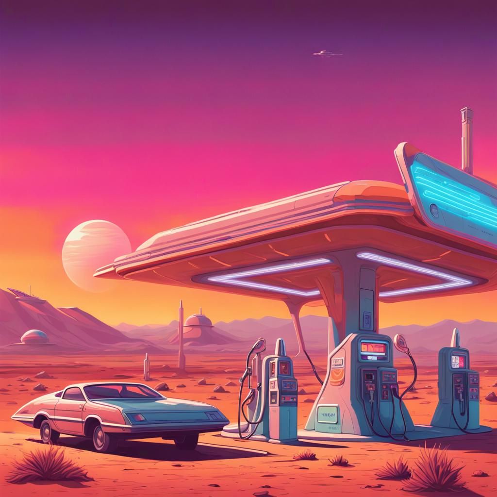 alien gas station  by @undefined