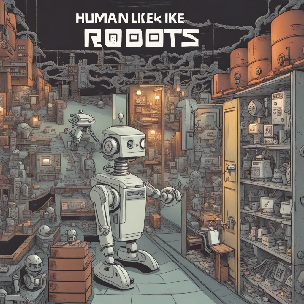 human like robots, brains, tools for hands underground comix - AI ...