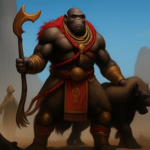 Troll-man of far harad,with the head and body of a huge upright gorrilla with the legs of a human and a very black skinned,hairless  head an...