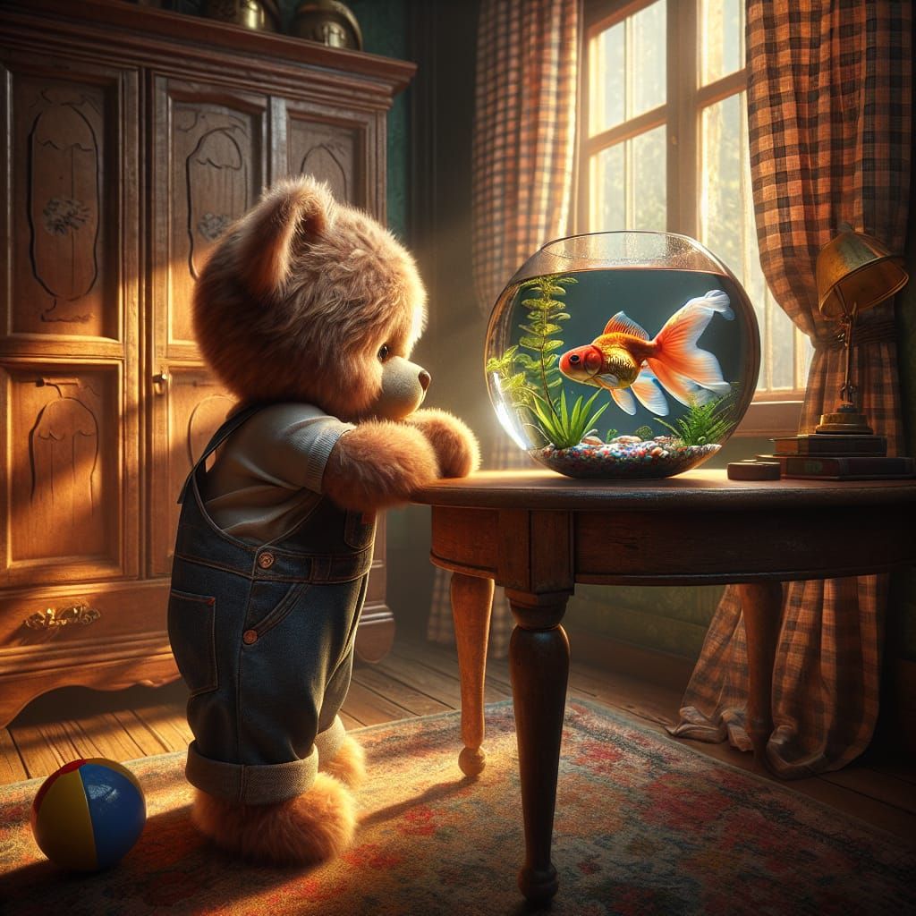 Teddy and goldfish