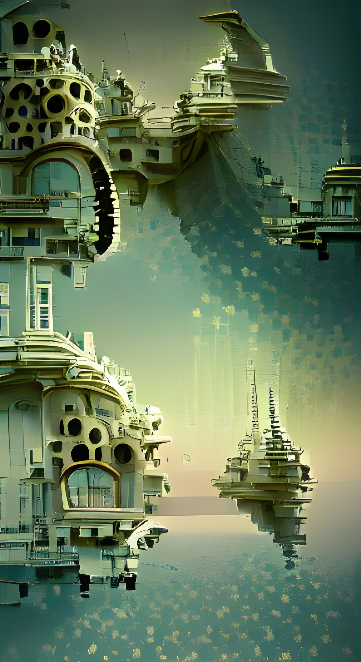 Rococo pixel sci-fi architecture