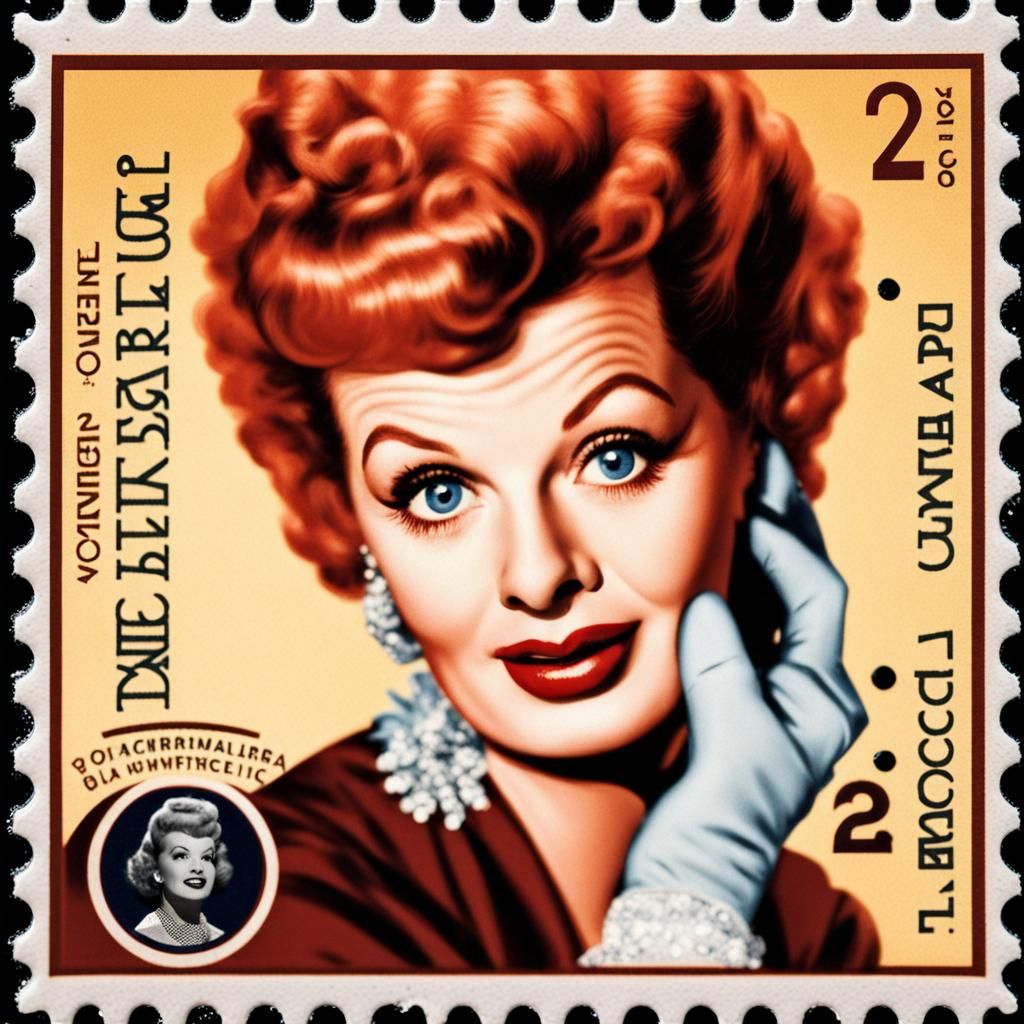 Lucille Ball Postage Stamp AI Generated Artwork NightCafe Creator