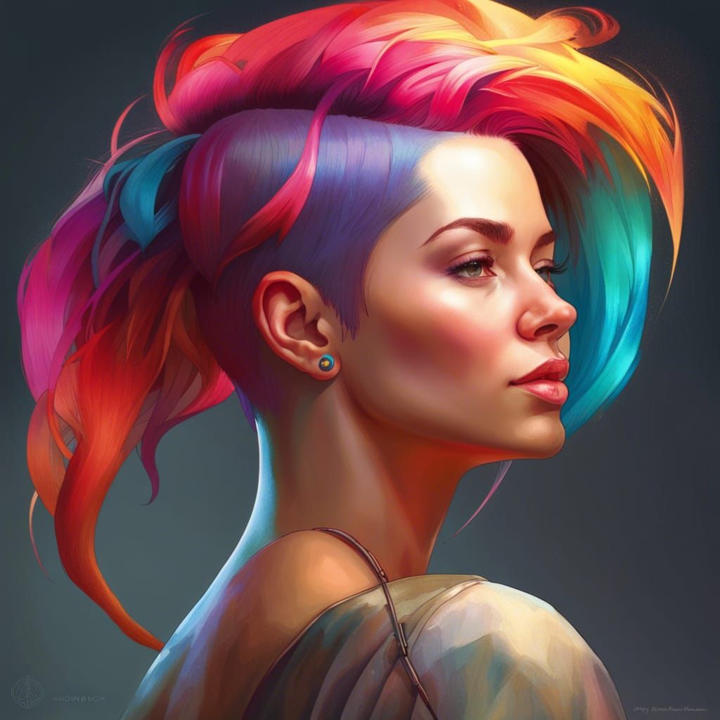 Rainbow Hair - AI Generated Artwork - NightCafe Creator