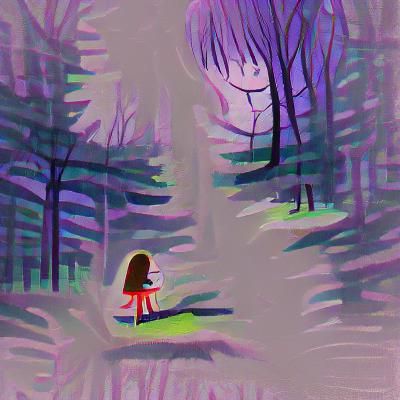 A lonely girl in woods