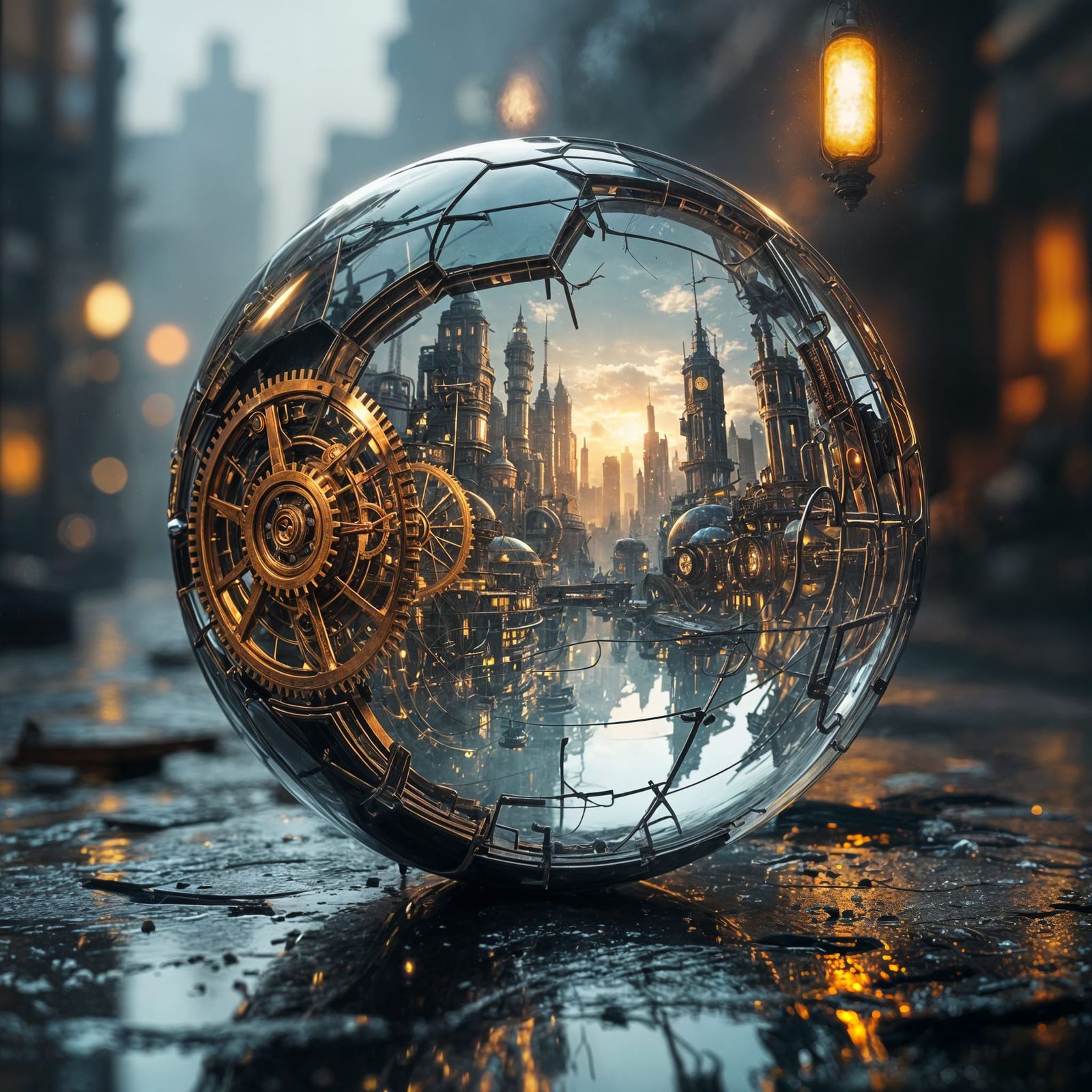 A cracked mirror sphere  by @Turasis