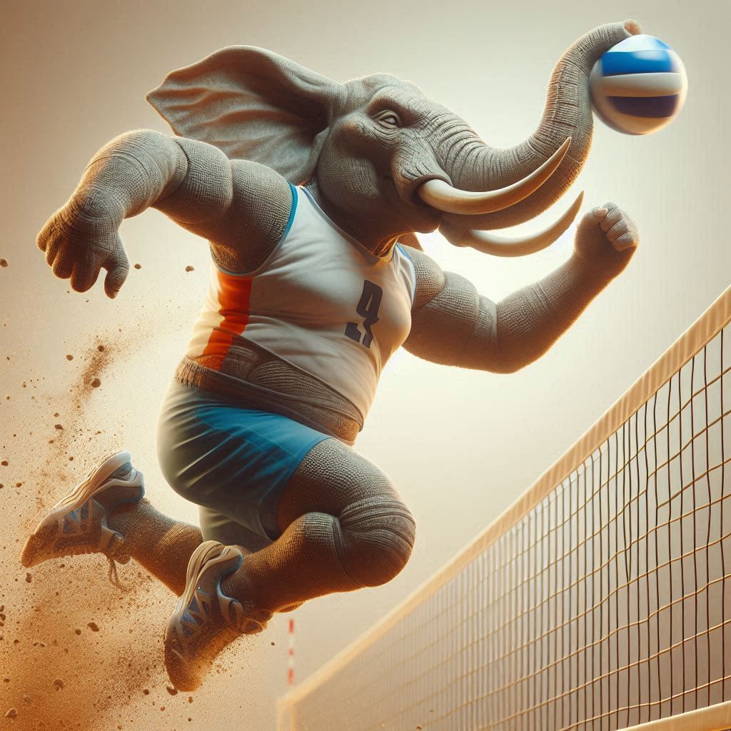 Elephant trunk volleyball spike