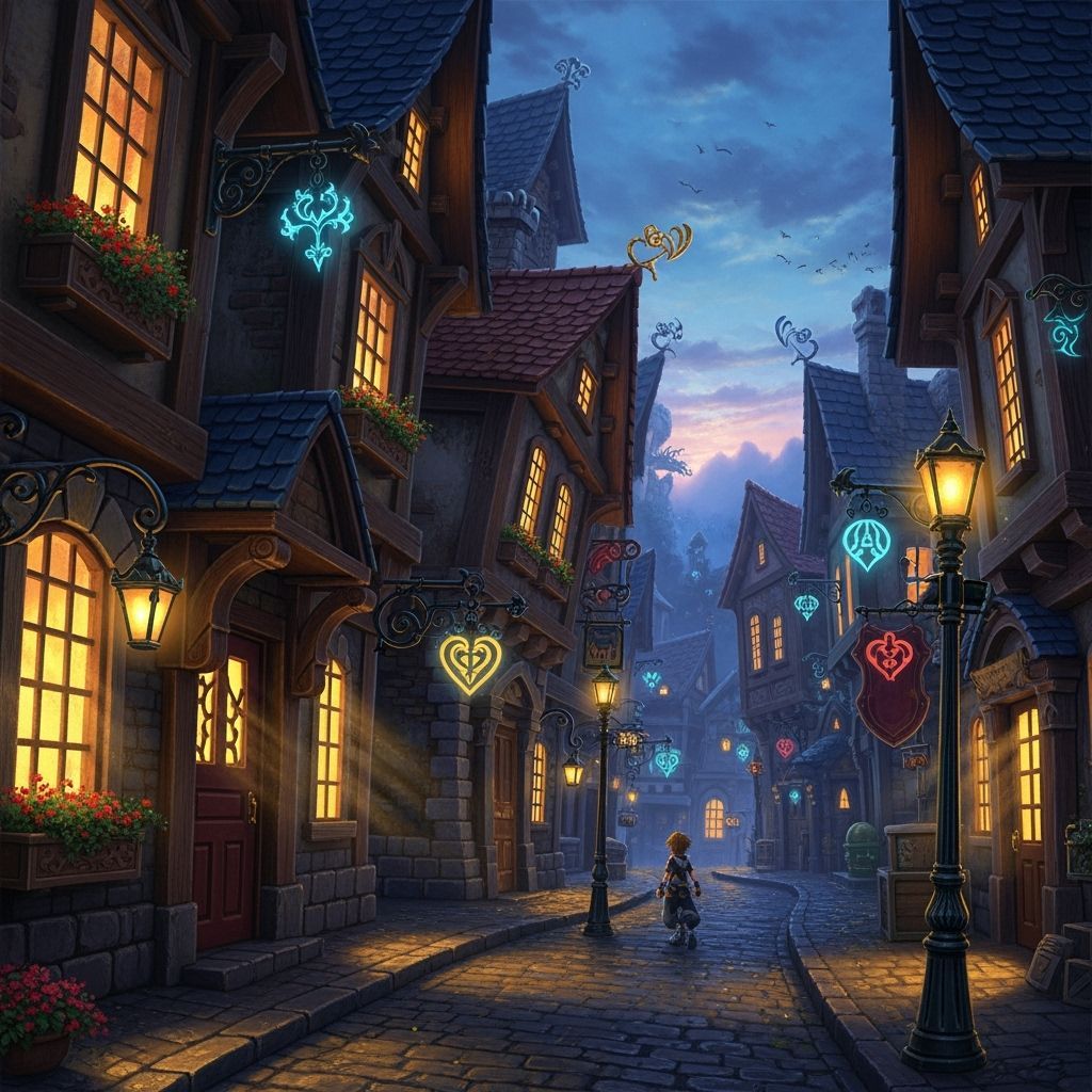 Traverse Town Matte Painting in Romantic Landscape Style