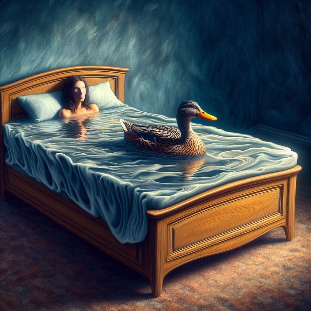 The duck in the bedroom.