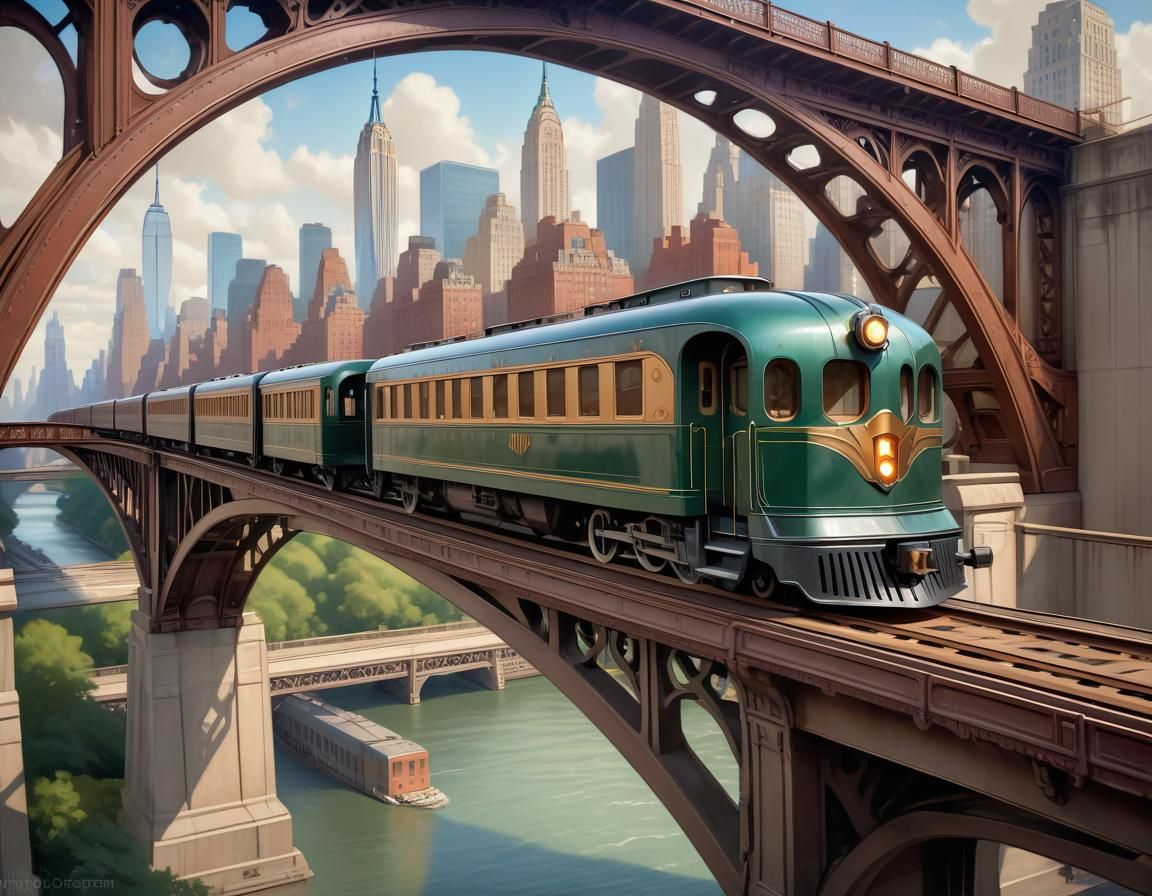 Art Deco Passenger Train - AI Generated Artwork - NightCafe Creator