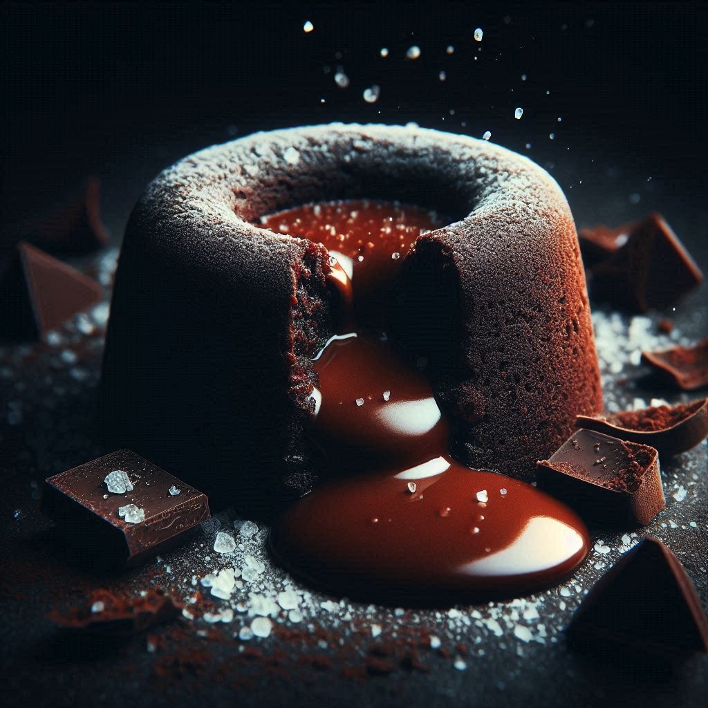 salted butter chocolate lava cake with a molten center