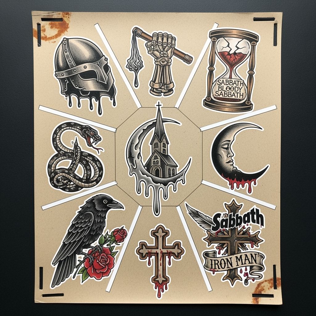 Black Sabbath flash tattoo sheet - Black Sabbath flash tatto...