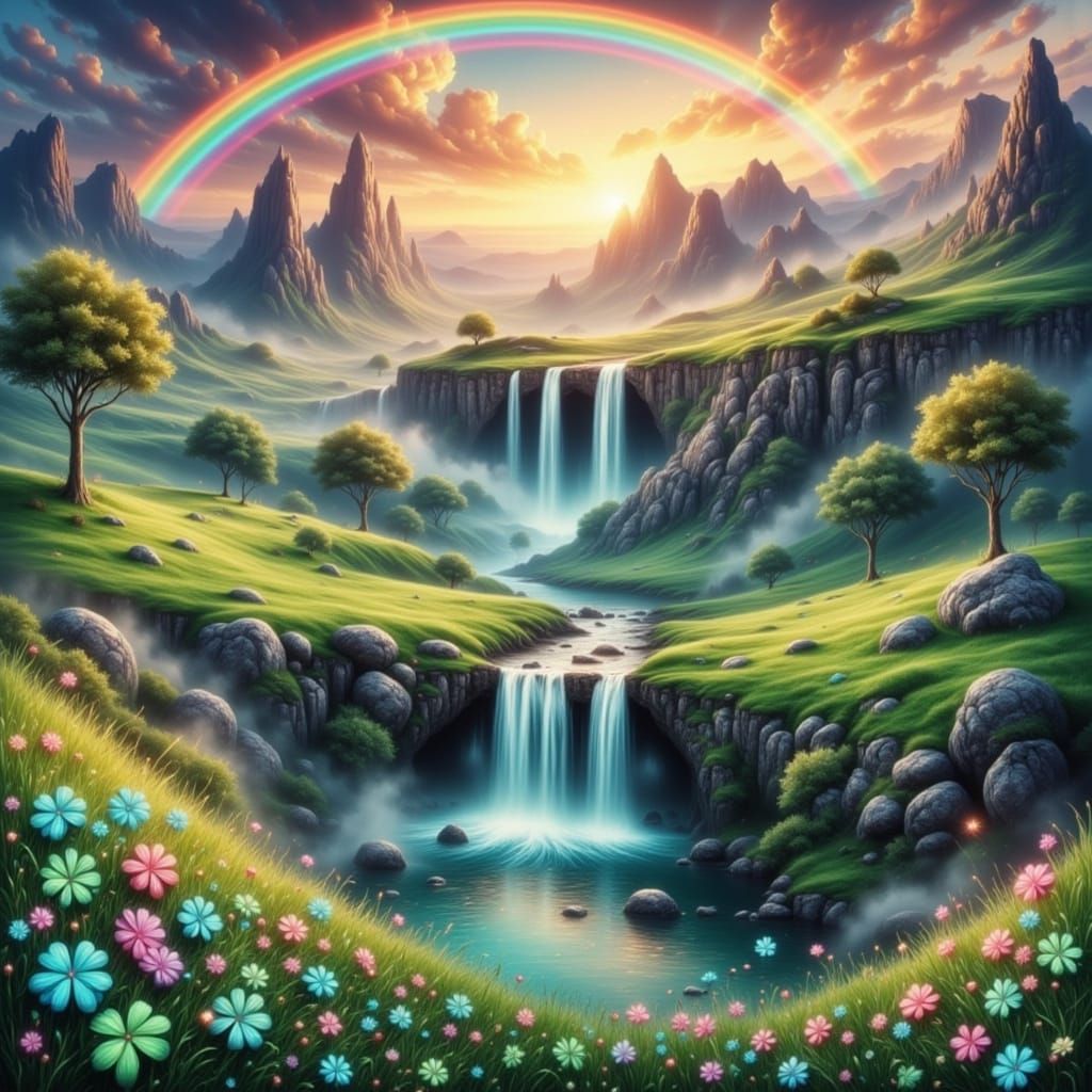 Enchanted Emerald Valley in Whimsical Irish Fantasy