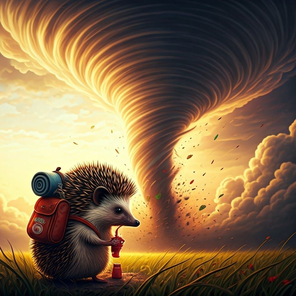 Bal, hedgehog, ketchup, tornado