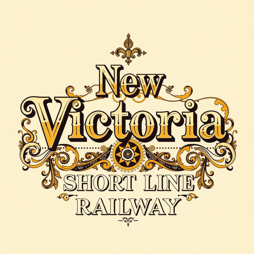 Intricately designed, vintage railroad company logo from 189...