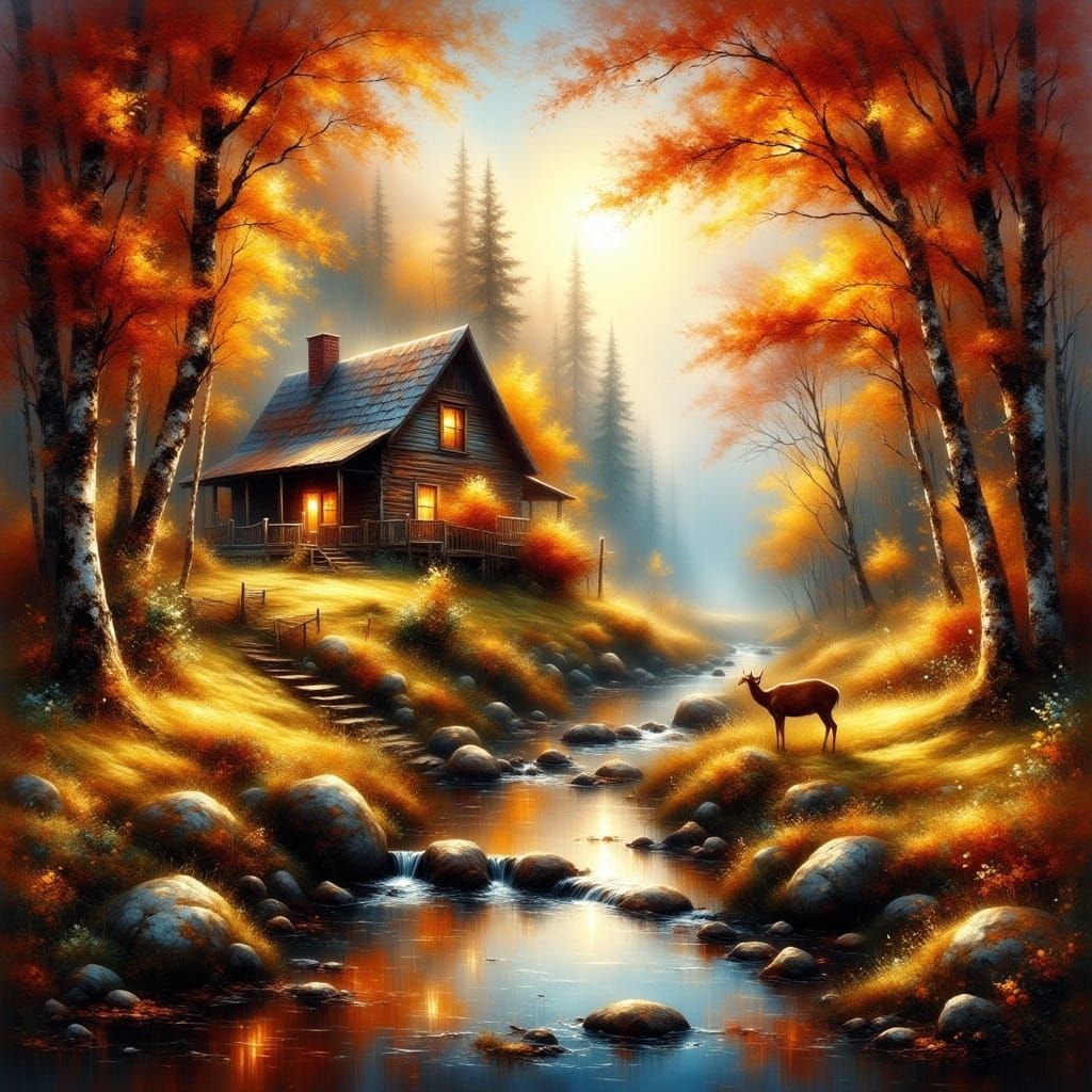 Fall Cabin in the Woods  by @Empress Rose 444