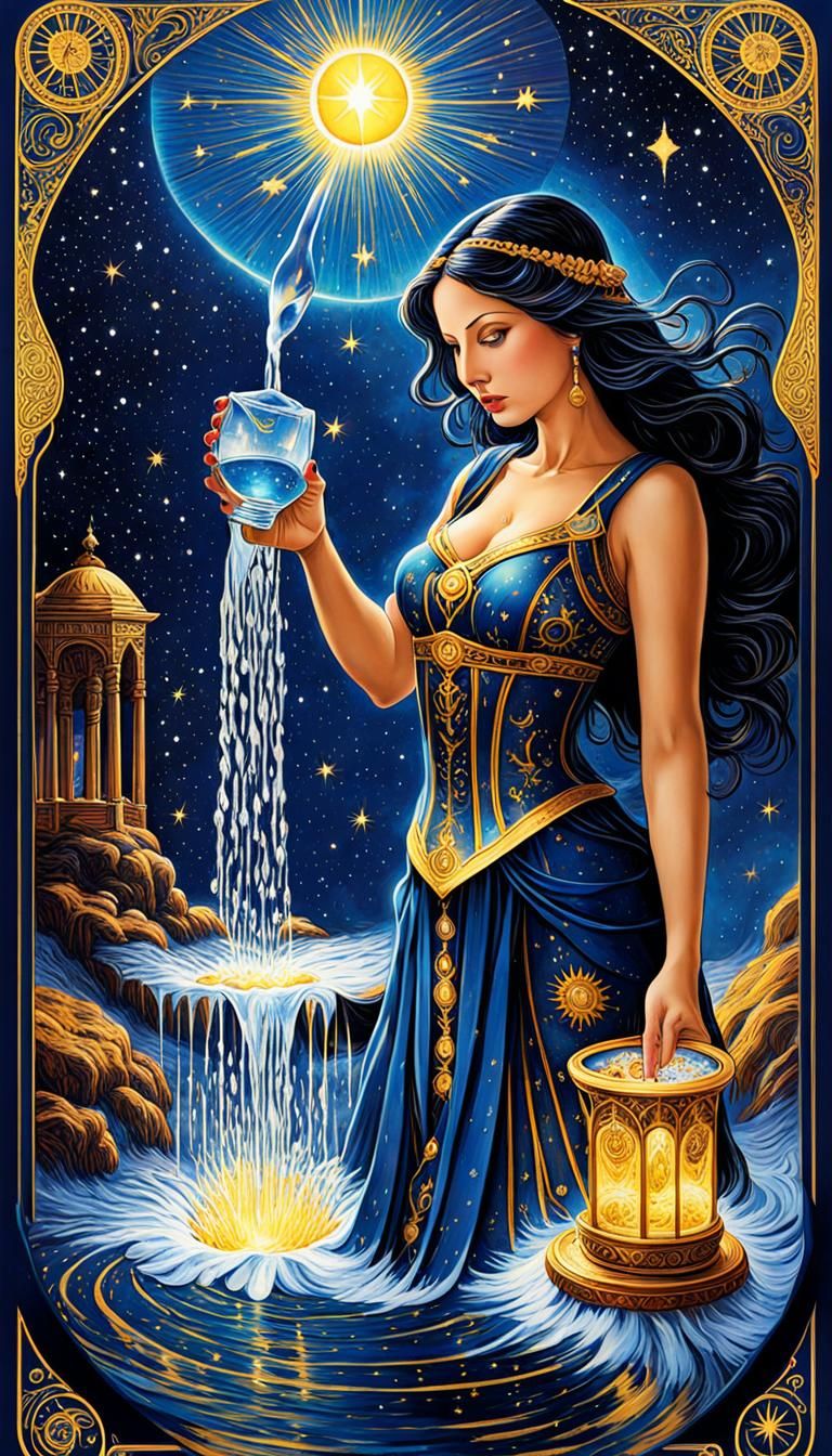 Woman under Starlit Tarot Card  by @Heralyn