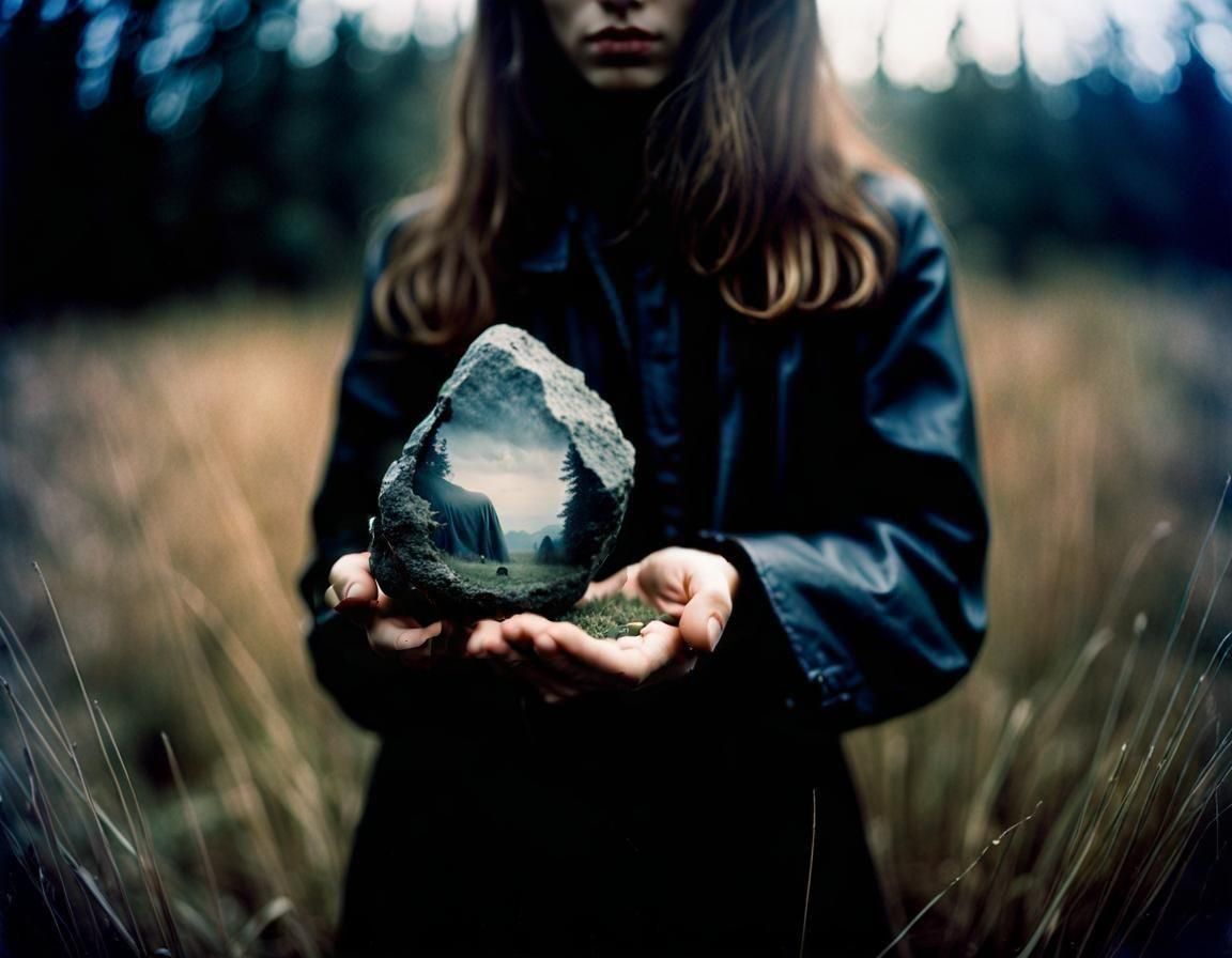 Woman holding rock