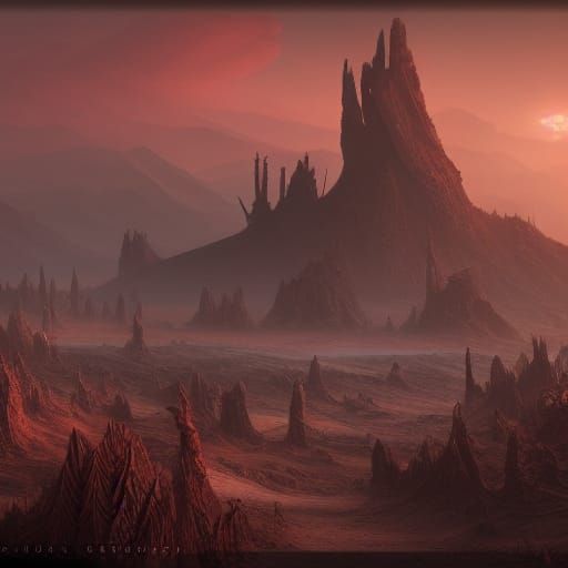 Desolate wasteland detailed matte painting, deep color, fant...