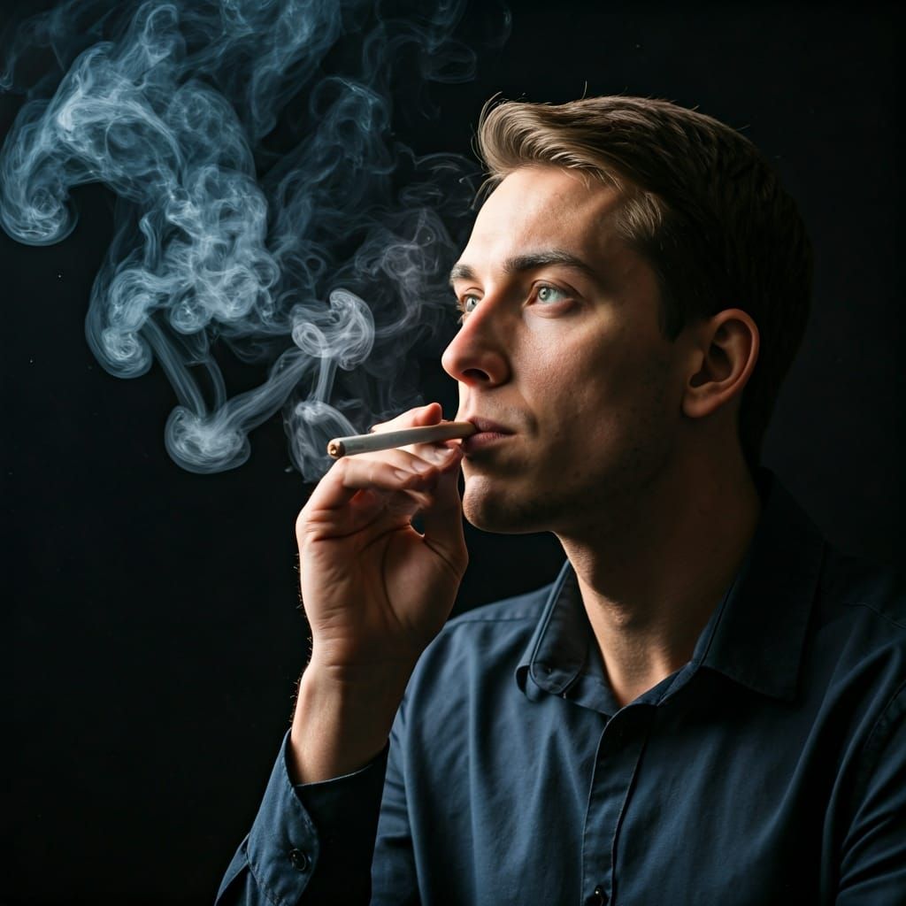 Bunny With E-cigarette in Bed