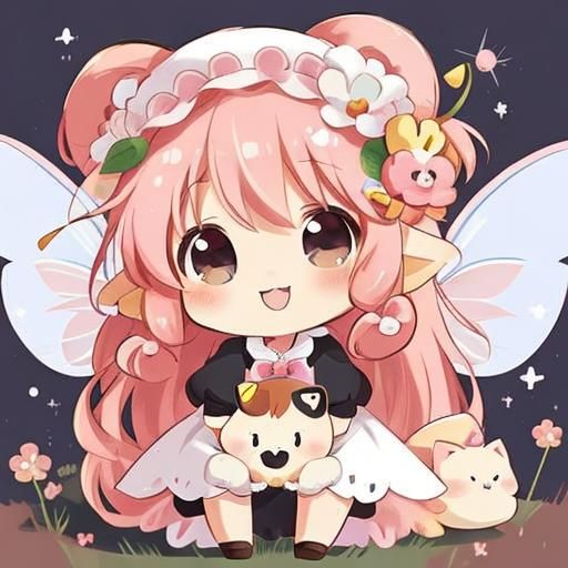 a cute fairy girl, Kawaii, anime, chibi, disney, cartoon <lo...
