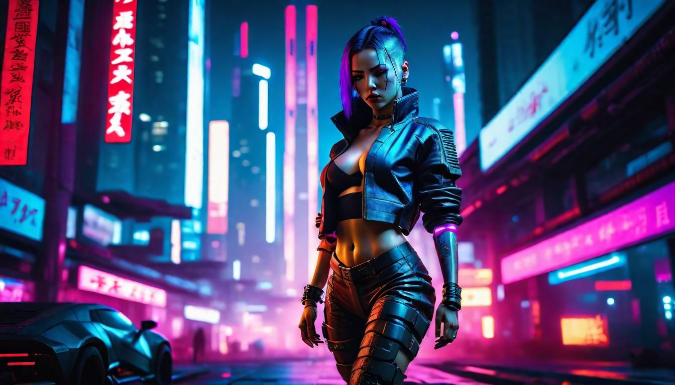 Cyberpunk 2077 wallpaper with Asian female V, full body, wide angle ...