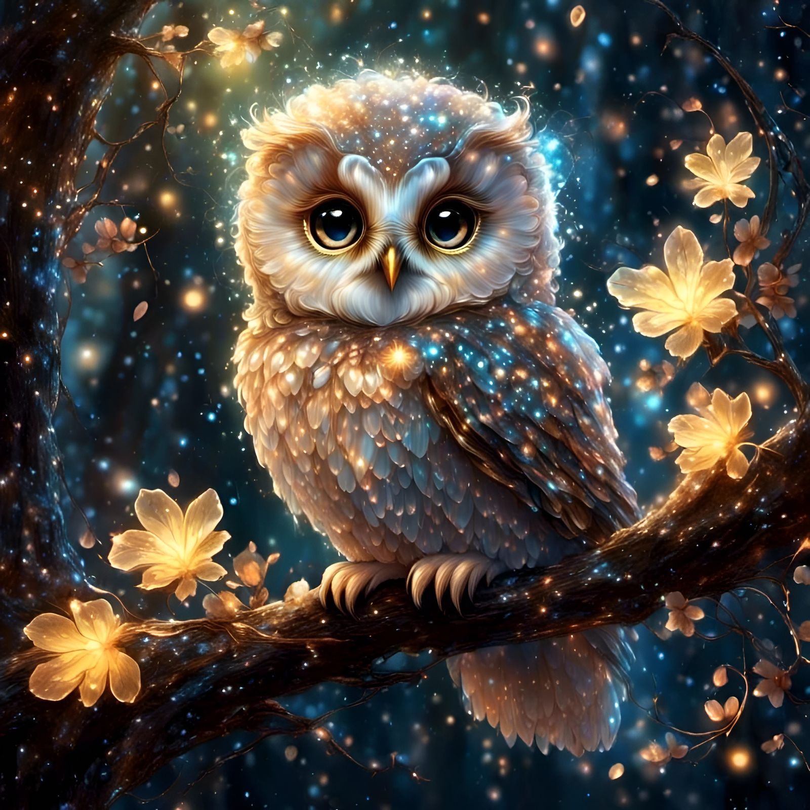 Glowing Fluffy Owl  by @Rosie