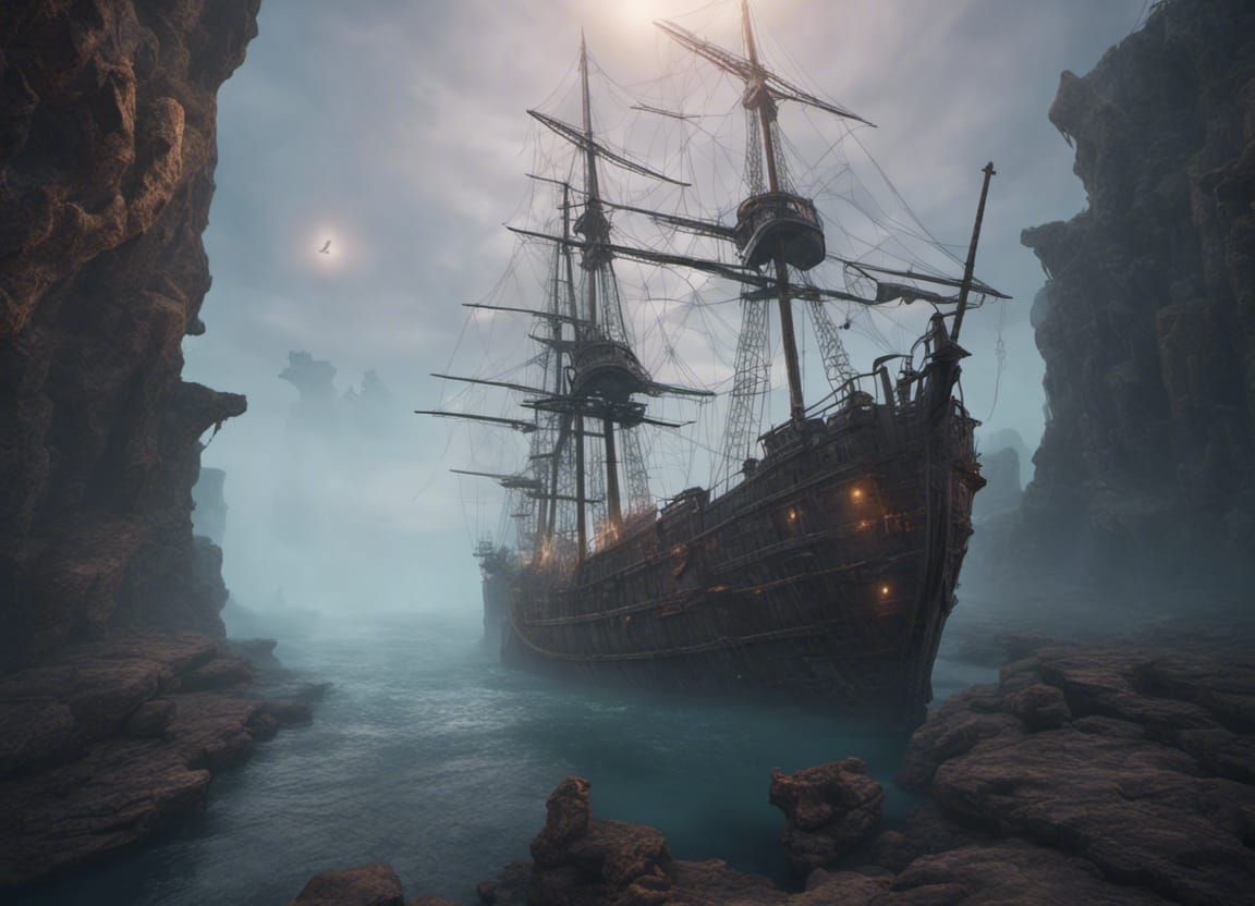 Ghost Ship In The Fog - Ai Generated Artwork - Nightcafe Creator