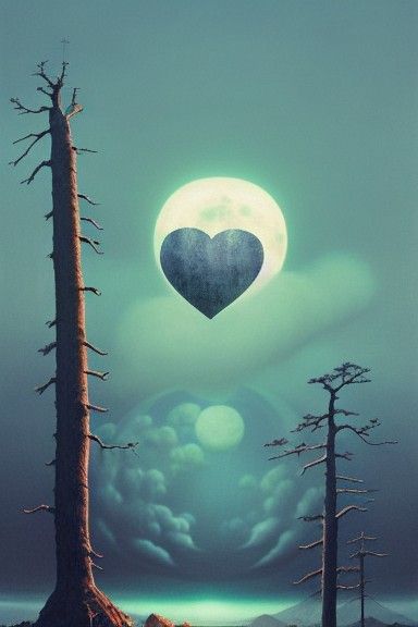 A heart shaped moonrise by Kobayashi Eijiro, Victo Ngai, Lee...