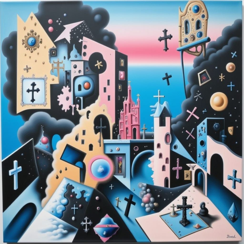 <lora:PINK CROSS CHURCH:1.0>