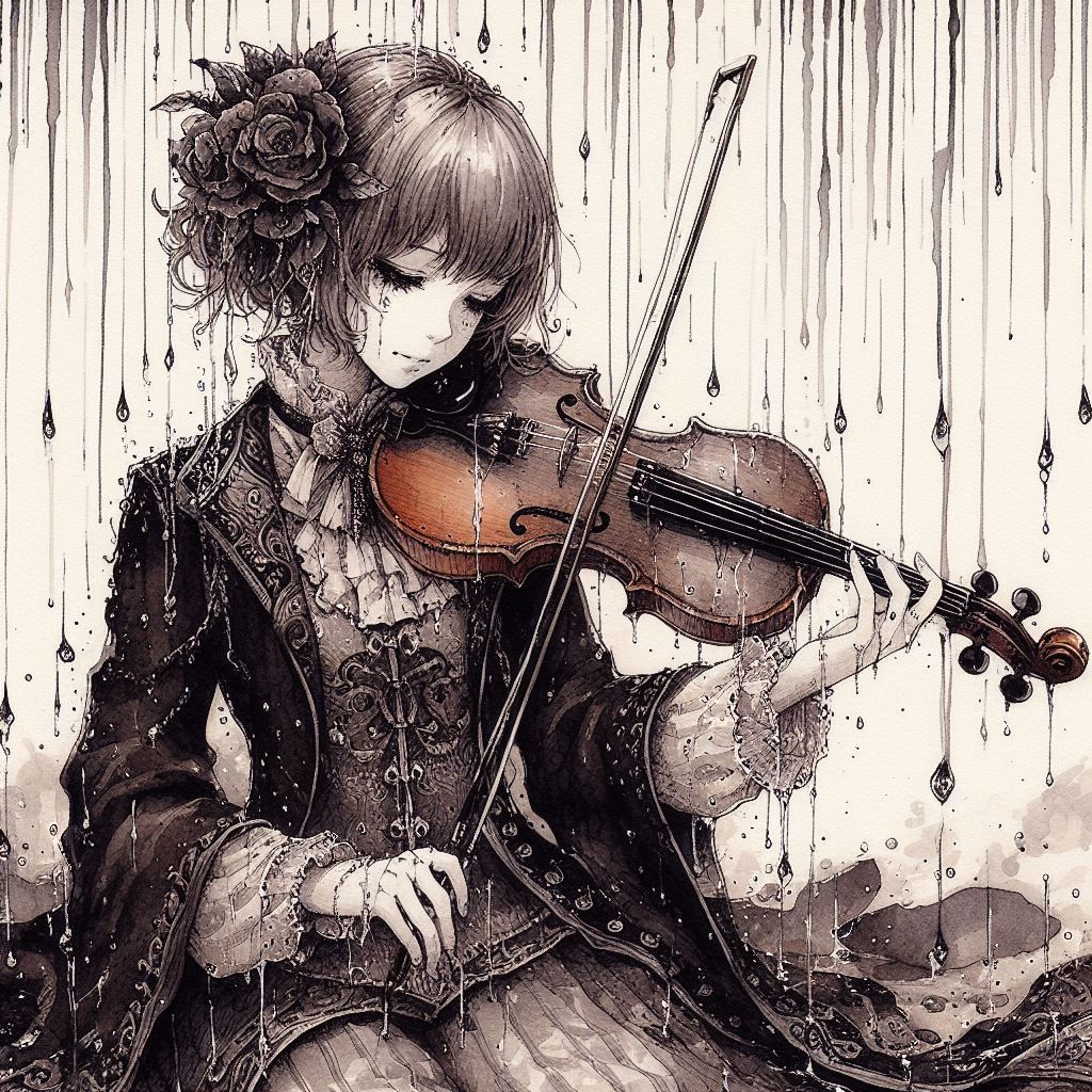 while my violin gently weeps