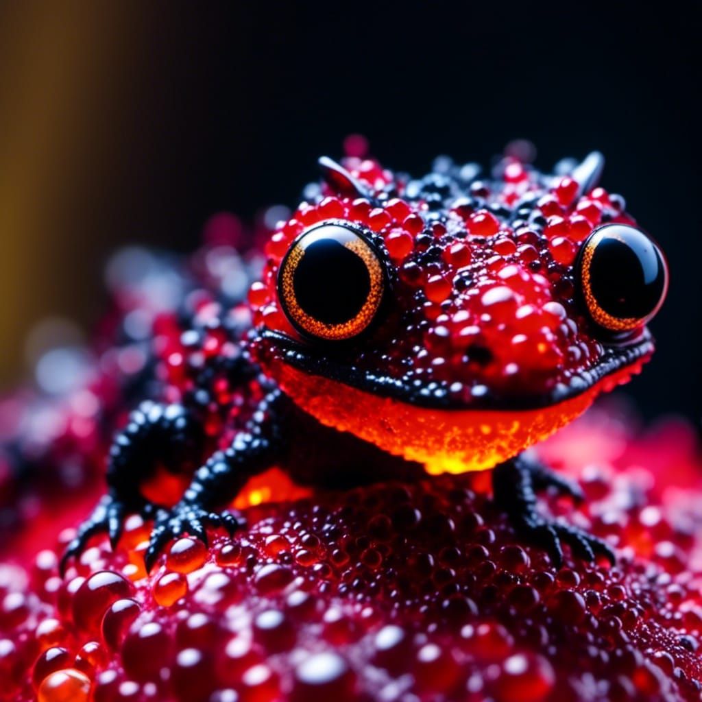 Microphotograph Portrait: "Cute Baby Lava (lamp eyes-red) Dragon Hatchling: Spitting Molten Magma Darkness"- <lora:BearZFX0LampEyes:1.0> 