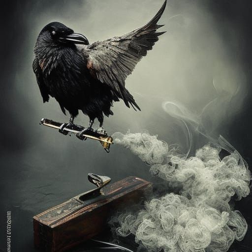 Raven made of smoke  by @Istoleyourtoast