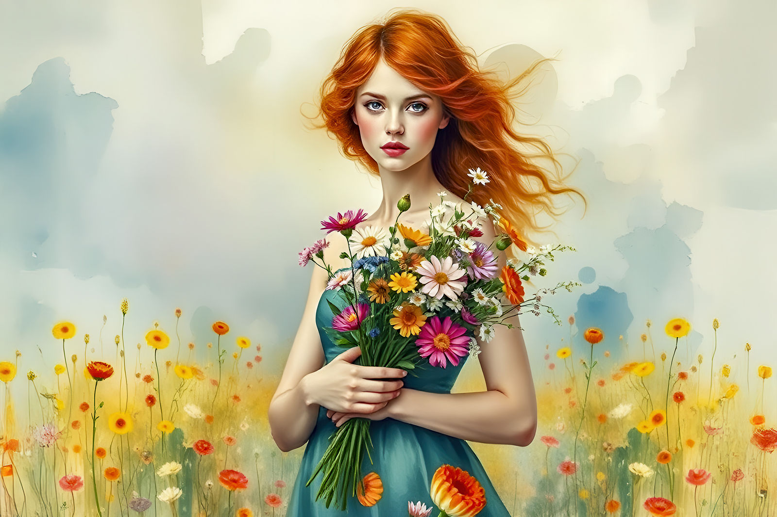 Ginger with Wildflowers