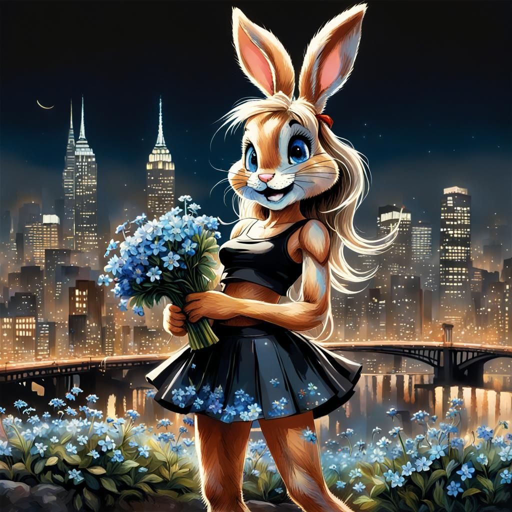 Super cute Lola Bunny (correct anatomy), dressed in a black ...