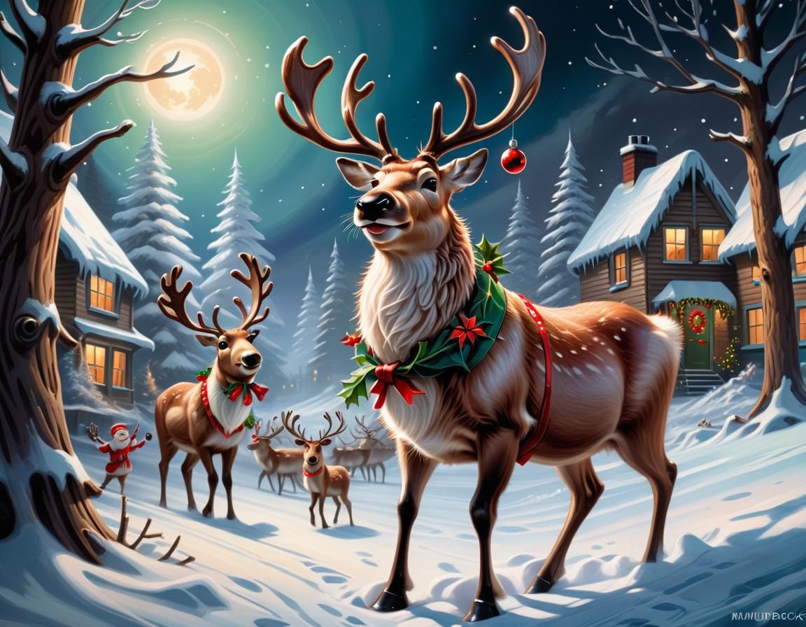 Rudolf the  reindeer, all decked with Christmas cheer  by @Sunil