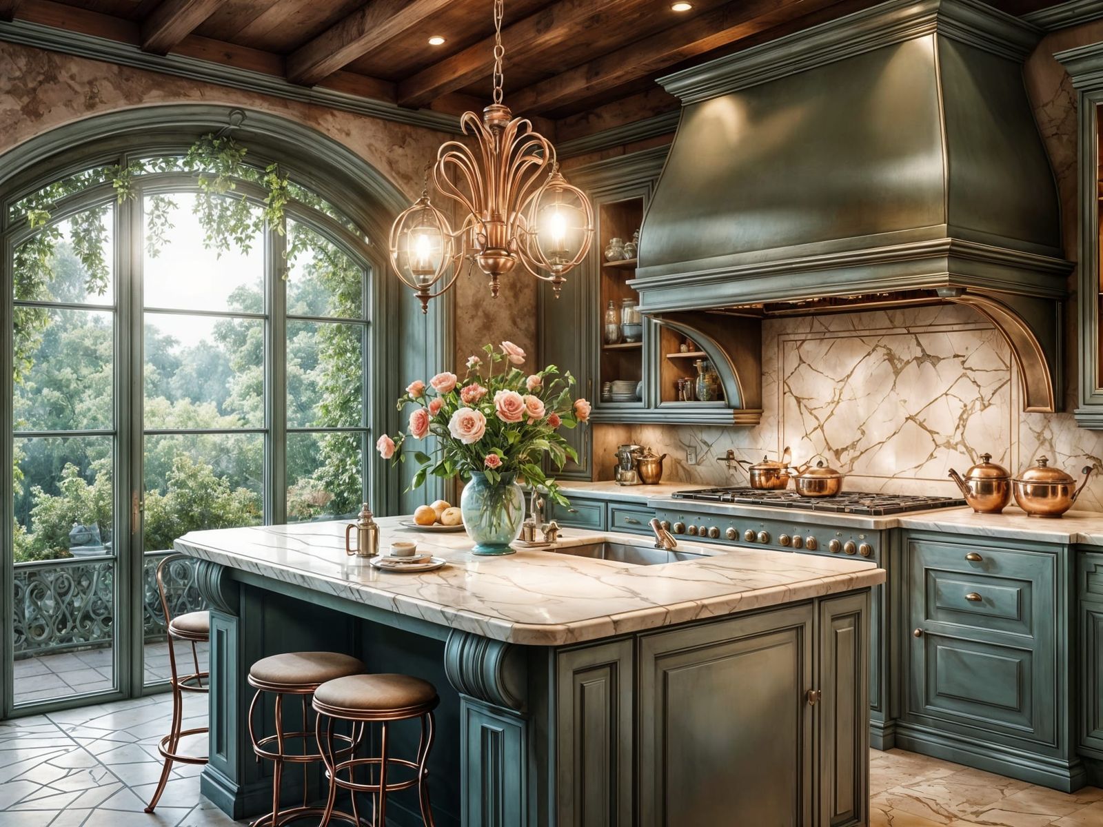 cozy sunny morning in the rustic elegant kitchen  by @Jane Jay